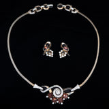 Mazer Bros Purple Rhinestone Necklace and Earrings Set vintage - Rhinestone Rosie