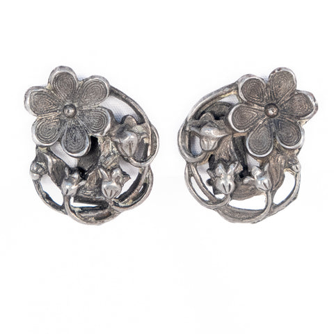Flower Earrings Pewter