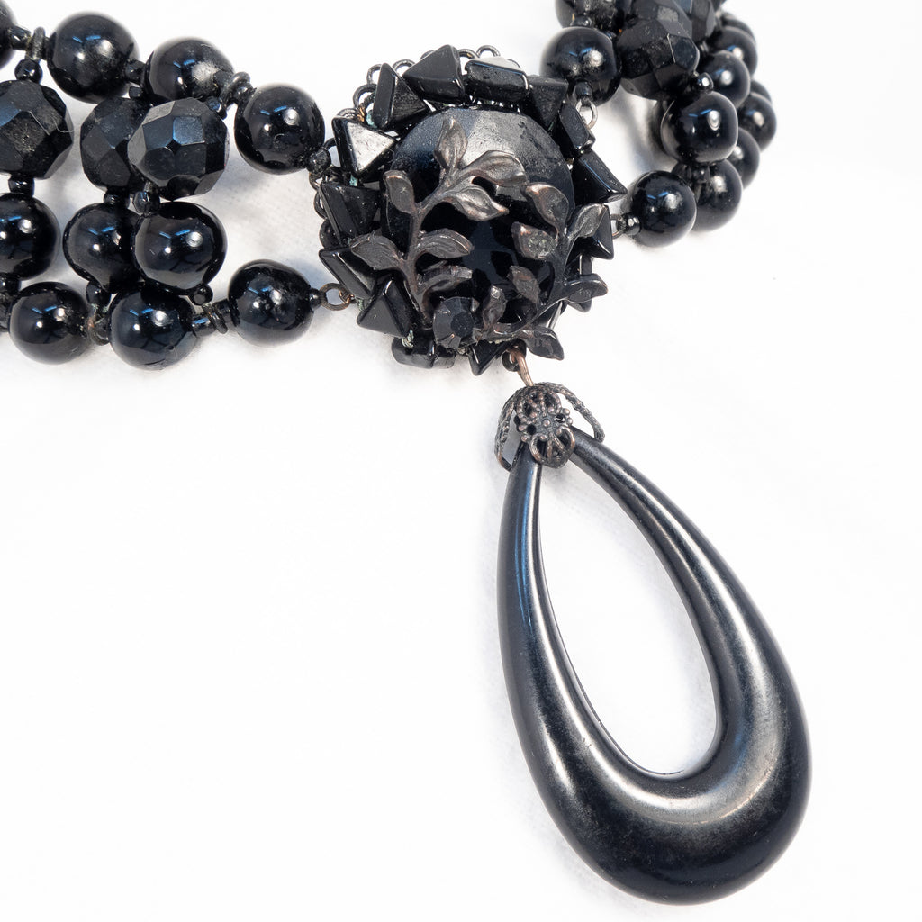 Miriam Haskell Black Drop Choker Necklace – Rhinestone Rosie