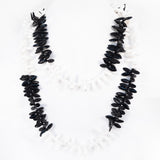 Miriam Haskell Black and White Glass Bead Necklace long vintage - Rhinestone Rosie