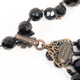 Miriam Haskell Black Yellow Rhinestone Flowers Necklace vintage - Rhinestone Rosie