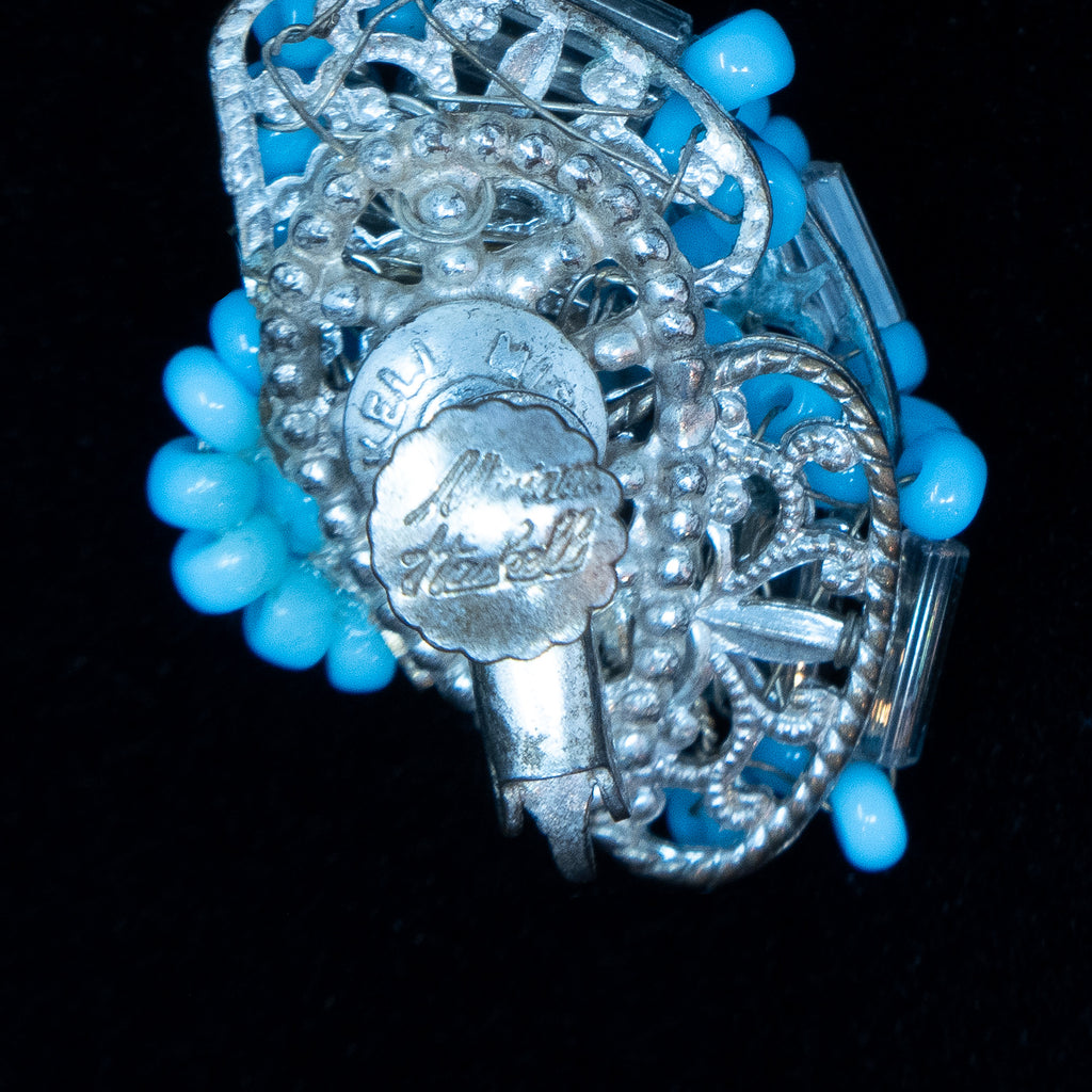 Miriam Haskell Blue Beaded Flower Earrings – Rhinestone Rosie
