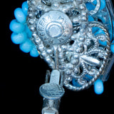 Miriam Haskell Blue Beaded Flower Earrings vintage - Rhinestone Rosie