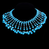 Miriam Haskell Blue Beaded Fringe Collar Necklace vintage - Rhinestone Rosie