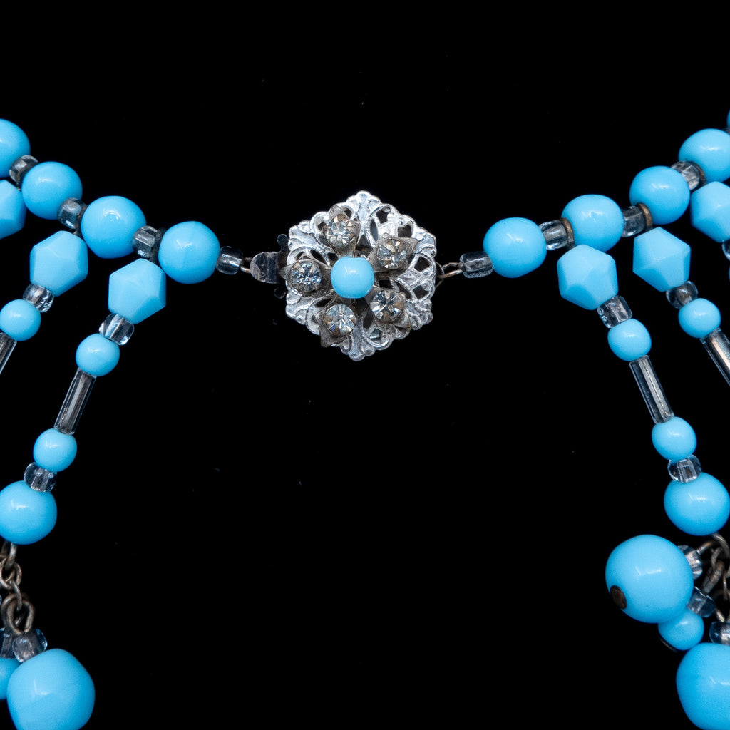 Miriam Haskell Blue Beaded Fringe Necklace – Rhinestone Rosie
