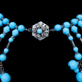 Miriam Haskell Blue Beaded Fringe Collar Necklace vintage - Rhinestone Rosie