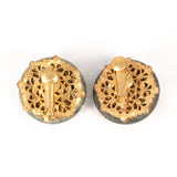 Miriam Haskell Green Stone Circle Chain Link Cluster Earrings vintage - Rhinestone Rosie