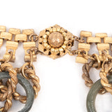 Miriam Haskell Green Stone Hoop Chain Link Fringe Collar Necklace vintage - Rhinestone Rosie