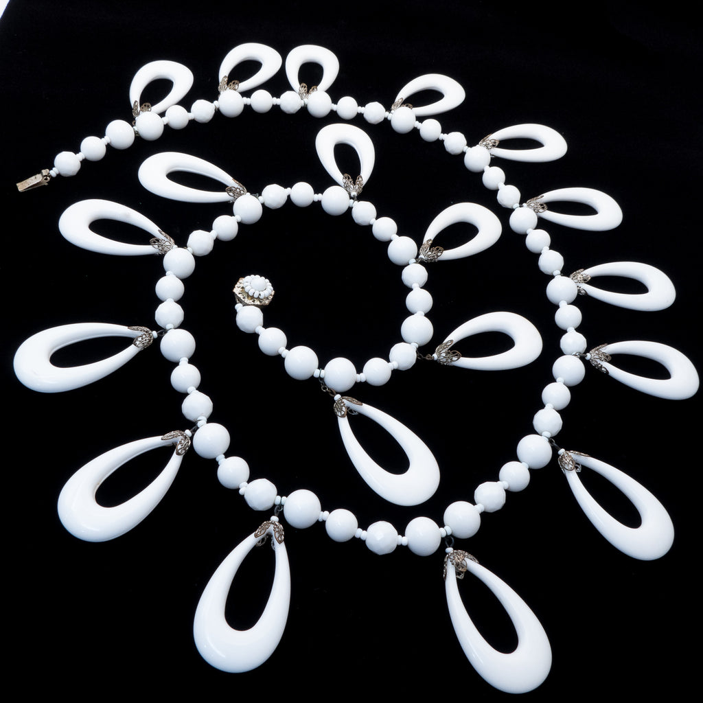 Miriam Haskell White Drop Necklace – Rhinestone Rosie