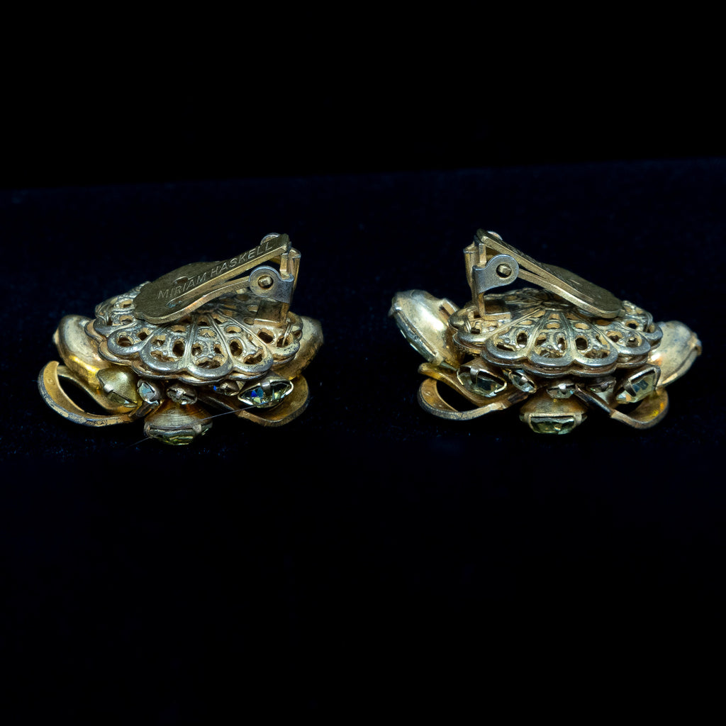 MIRIAM HASKELLフラワーデザインピアス MIRIAM HASKELL ミリアムハスケル フォイルグラスxピンク
