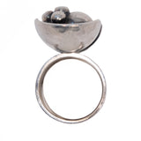 Sterling Silver Ball Cup Ring by Kupittaan Kulta Finland vintage - Rhinestone Rosie 