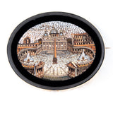 Oval Micro Mosaic Brooch of St. Peter's Square antique - Rhinestone Rosie