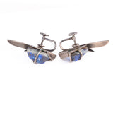 Opal Sterling Swoop Earrings vintage - Rhinestone Rosie