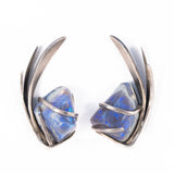 Opal Sterling Swoop Earrings vintage - Rhinestone Rosie