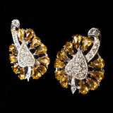 Topaz Rhinestone Leaf Earrings vintage - Rhinestone Rosie