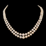 Pearl Two Strand Graduated Necklace 14kt vintage - Rhinestone Rosie