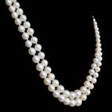 Pearl Two Strand Graduated Necklace 14kt vintage - Rhinestone Rosie