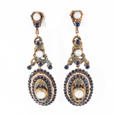 Austro Hungarian Pearl Dangle Earrings