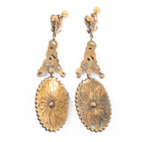 Austro Hungarian Pearl Dangle Earrings vintage - Rhinestone Rosie