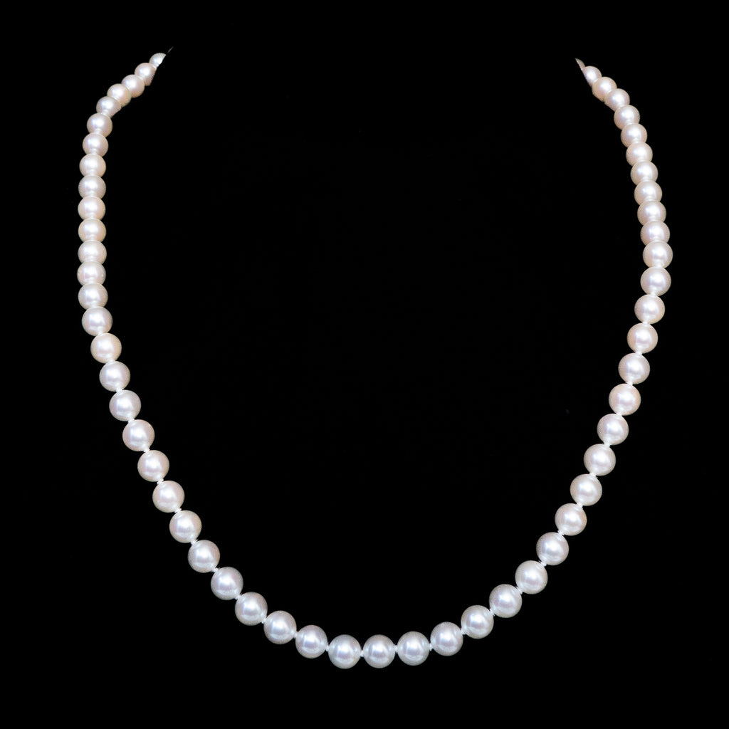 Pearl Necklace Round 5mm 14kt vintage - Rhinestone Rosie