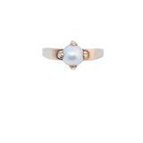 Pearl Solitaire Ring 14kt vintage - Rhinestone Rosie