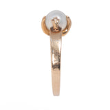 Pearl Solitaire Ring 14kt vintage - Rhinestone Rosie