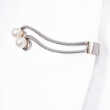 Mikimoto Pearl Tie Bar Sterling Silver vintage - Rhinestone Rosie