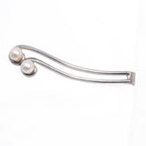 Mikimoto Pearl Tie Bar Sterling Silver vintage - Rhinestone Rosie
