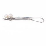 Mikimoto Pearl Tie Bar Sterling Silver vintage - Rhinestone Rosie