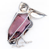 Pelican Brooch Sterling Silver 1940s vintage - Rhinestone Rosie