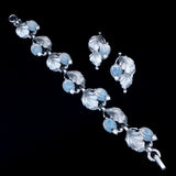 Pennino Moonstone Molded Glass Bracelet and Earrings Set vintage - Rhinestone Rosie