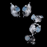 Pennino Moonstone Molded Glass Bracelet and Earrings Set vintage - Rhinestone Rosie