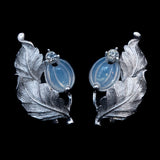 Pennino Moonstone Molded Glass Bracelet and Earrings Set vintage - Rhinestone Rosie