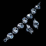 Pennino Moonstone Molded Glass Bracelet and Earrings Set vintage - Rhinestone Rosie