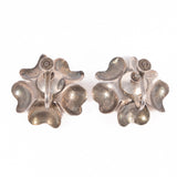 Pink Flower Earrings sterling silver vermeil vintage - Rhinestone Rosie
