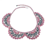 Pink Grey/Blue Rhinestone Necklace vintage - Rhinestone Rosie