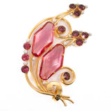 Pink Rhinestone Large Retro Brooch - Rhinestone Rosie