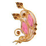 Pink Rhinestone Large Retro Brooch - Rhinestone Rosie