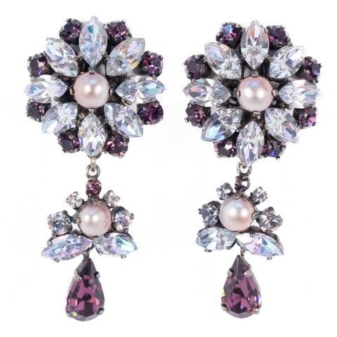 Purple Pearl Rhinestone Earrings