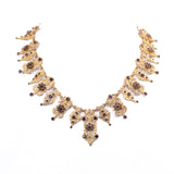 Purple Rhinestone Filigree Brass Necklace vintage - Rhinestone Rosie