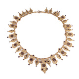 Purple Rhinestone Filigree Brass Necklace vintage - Rhinestone Rosie