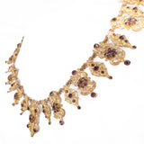 Purple Rhinestone Filigree Brass Necklace vintage - Rhinestone Rosie