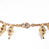 Purple Rhinestone Filigree Brass Necklace vintage - Rhinestone Rosie