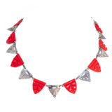 Red Glass Art Deco Necklace Germany vintage - Rhinestone Rosie