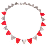Red Glass Art Deco Necklace Germany vintage - Rhinestone Rosie