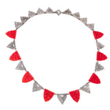 Red Glass Art Deco Necklace Germany vintage - Rhinestone Rosie