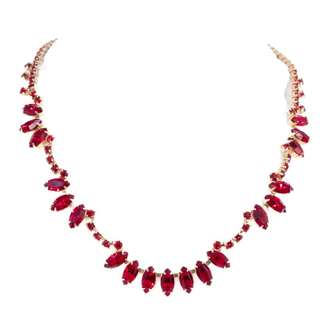 Red Rhinestone Necklace by Denbè
