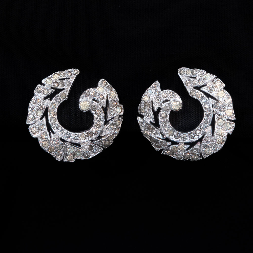 Rhinestone Swirl #29 Earrings vintage - Rhinestone Rosie