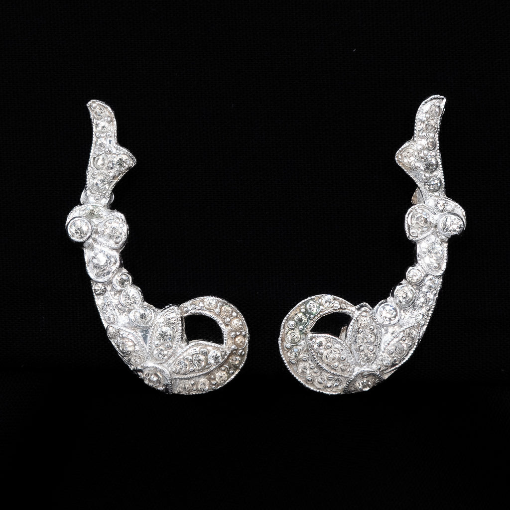 Rhinestone Upsweep Earrings pat1649187 vintage - Rhinestone Rosie
