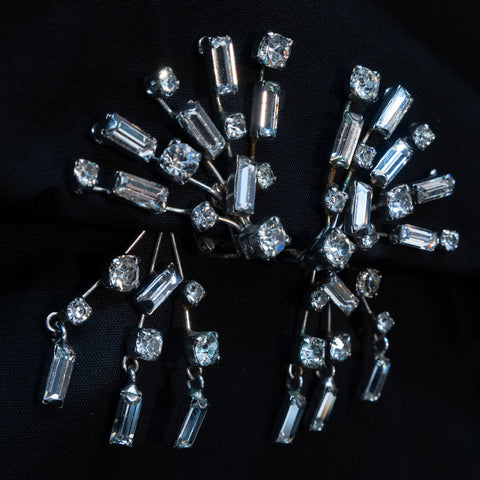 Rhinestone Front and Back Clip Earrings